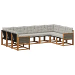 Set de canapele de exterior 9 pcs Natural și Gri deschis GartenMobel Dekor