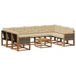 Set de canapele de exterior cu pernă 10 pcs Natural și Bej GartenMobel Dekor