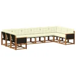 Set de canapele de exterior cu pernă 10 pcs Natural și Crem GartenMobel Dekor