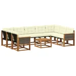 Set de canapele de exterior cu pernă 10 pcs Natural și Crem GartenMobel Dekor