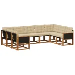 Set de canapele de exterior cu pernă 9 pcs Natural și Bej GartenMobel Dekor
