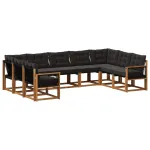 Set de canapele de exterior cu pernă 9 pcs Natural și Negru GartenMobel Dekor