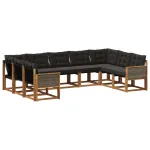 Set de canapele de exterior cu pernă 9 pcs Natural și Negru GartenMobel Dekor