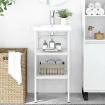 Cadru chiuvetă de baie, alb, 40x38x83 cm, fier GartenMobel Dekor