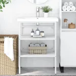 Cadru chiuvetă de baie, alb, 59x38x83 cm, fier GartenMobel Dekor