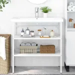 Cadru chiuvetă de baie, alb, 79x38x83 cm, fier GartenMobel Dekor