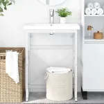 Cadru chiuvetă de baie, alb, 59x38x83 cm, fier GartenMobel Dekor