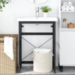 Cadru chiuvetă de baie, negru, 59x38x83 cm, fier GartenMobel Dekor