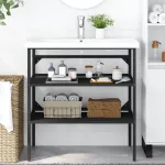 Cadru chiuvetă de baie, negru, 79x38x83 cm, fier GartenMobel Dekor