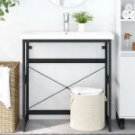 Cadru chiuvetă de baie, negru, 79x38x83 cm, fier GartenMobel Dekor