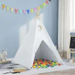 Cort Teepee Alb 120 x 120 x 150 cm Țesătură și Plastic GartenMobel Dekor