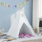 Cort Teepee Alb 120 x 120 x 150 cm Țesătură și Plastic GartenMobel Dekor