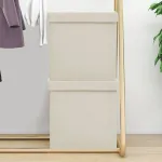 Taburete de depozitare pliabile 2 buc. alb crem imitație pânză GartenMobel Dekor