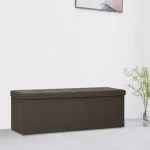 Bancă de depozitare pliabilă, maro închis, imitație de pânză GartenMobel Dekor