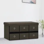Bancă depozitare pliabilă maro închis 76x38x38cm imitație pânză GartenMobel Dekor
