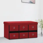 Bancă depozitare pliabilă, roşu vin, 76x38x38 cm imitație pânză GartenMobel Dekor
