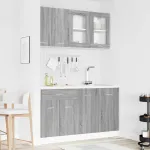 Set dulapuri de bucătărie cu sertar Lyon 4 pcs sonoma gri GartenMobel Dekor