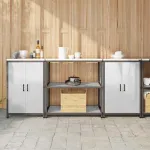 Set de depozitare pentru bucătărie cu raft 3 pcs Argintiu GartenMobel Dekor