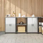 Set de depozitare pentru bucătărie cu raft 3 pcs Argintiu GartenMobel Dekor