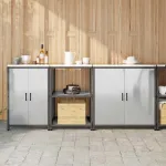 Set de depozitare pentru bucătărie cu raft 3 pcs Argintiu GartenMobel Dekor