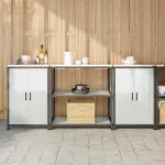 Set de depozitare pentru bucătărie cu raft 3 pcs Argintiu GartenMobel Dekor