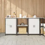 Set de depozitare pentru bucătărie cu raft cu ușă 3 pcs Alb GartenMobel Dekor