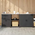 Set de depozitare pentru bucătărie cu raft cu ușă 3 pcs Negru GartenMobel Dekor