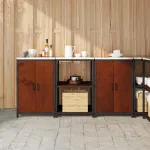 Set de depozitare pentru bucătărie cu raft cu ușă 3 pcs Ruginit GartenMobel Dekor