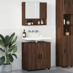 Set de mobilier pentru baie Pe perete 2 pcs Stejar închis GartenMobel Dekor