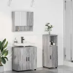 Set de mobilier pentru baie Pe perete cu ușă 3 pcs Gri Sonoma GartenMobel Dekor