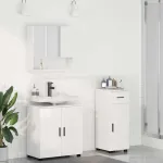 Set de mobilier pentru baie cu sertar cu ușă 3 pcs Alb lucios GartenMobel Dekor