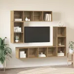Set comodă TV Pe perete 4 pcs Stejar Artizanal Lemn compozit GartenMobel Dekor