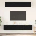 Set comodă TV Pe perete 5 pcs Stejar Negru Lemn compozit GartenMobel Dekor