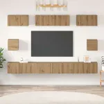 Set comodă TV Pe perete 8 pcs Stejar Artizanal Lemn compozit GartenMobel Dekor