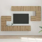 Set comodă TV Pe perete 10 pcs Stejar Artizanal Lemn compozit GartenMobel Dekor