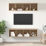 Set comodă TV Pe perete 3 pcs Stejar Artizanal Lemn compozit GartenMobel Dekor