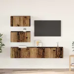 Set comodă TV Pe perete 4 pcs Lemn vechi Lemn prelucrat GartenMobel Dekor