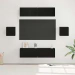 Set comodă TV Pe perete 6 pcs Stejar Negru Lemn compozit GartenMobel Dekor