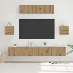 Set comodă TV Pe perete 7 pcs Stejar Artizanal Lemn compozit GartenMobel Dekor