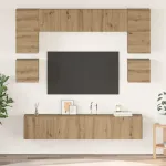 Set comodă TV Pe perete 8 pcs Stejar Artizanal Lemn compozit GartenMobel Dekor