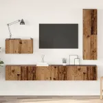 Set comodă TV cu sertar 4 pcs Lemn Vechi Lemn compozit GartenMobel Dekor