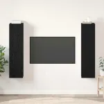 Set comodă TV Pe perete Stejar Negru Lemn compozit GartenMobel Dekor