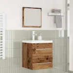 Set de mobilier pentru baie 2 pcs Lemn Vechi Lemn compozit GartenMobel Dekor