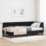 Cadru de pat colțar cu saltea cu headboard 2 pcs Negru Catifea GartenMobel Dekor
