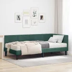 Cadru de pat colțar cu saltea cu headboard 2 pcs Verde Catifea GartenMobel Dekor