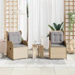 Bancă de grădină 2 pcs Bej poliratan GartenMobel Dekor