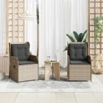 Bancă de grădină 2 pcs Gri deschis poliratan GartenMobel Dekor