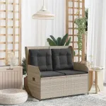 Bancă de grădină Gri deschis poliratan GartenMobel Dekor