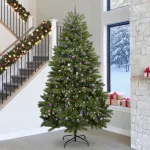 Brad de Crăciun artificial cu 300 LED Verde 300 cm PVC și Metal GartenMobel Dekor