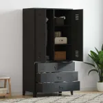 Șifonier industrial, negru, 90x50x180 cm, metal GartenMobel Dekor